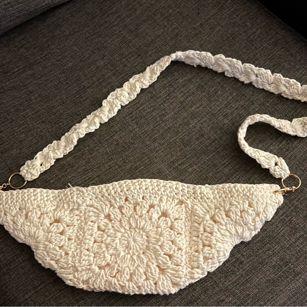 Chic Cream Crochet Crossbody Bag